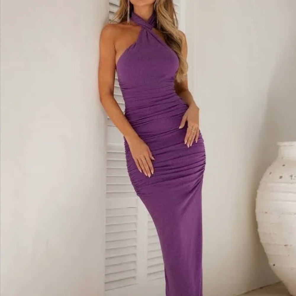 Fabulous Spark Halter Glitter maxi dress